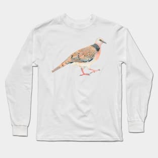 Spotted Dove wattercolour bird illustration Long Sleeve T-Shirt